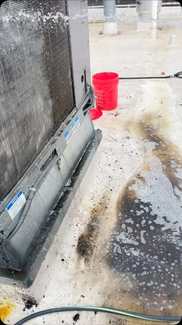 Opened HVAC equipment during cleaning and service.